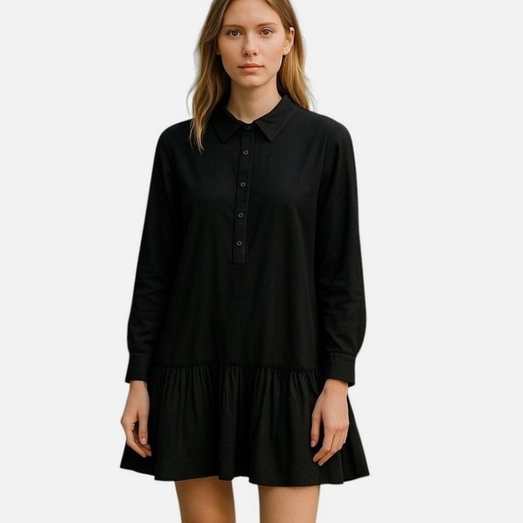 J.Crew Black Amelia popover shirtdress in drapey viscose twill Size XS